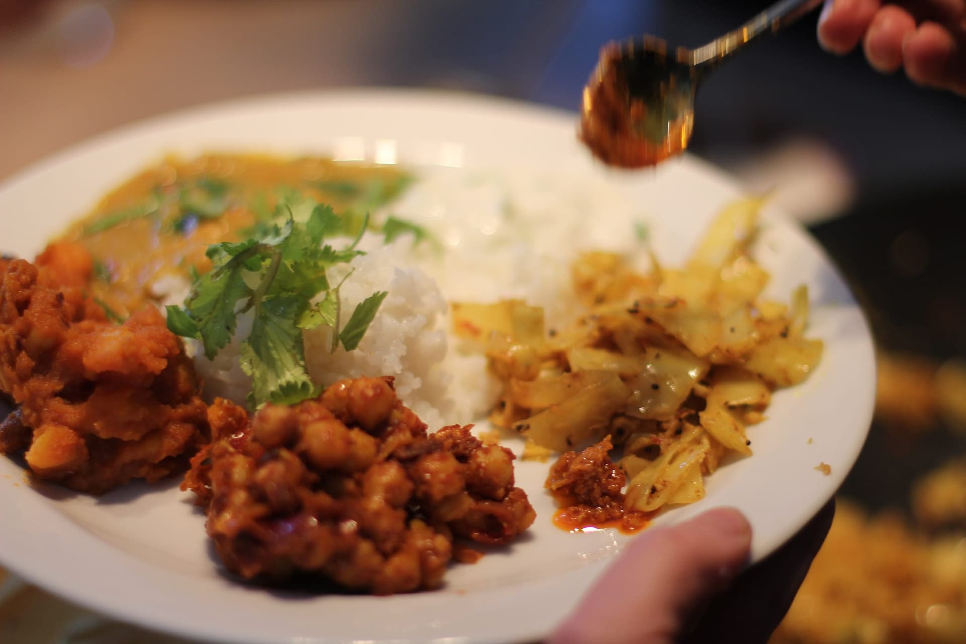 Traditional Indian thali with a variety of dishes