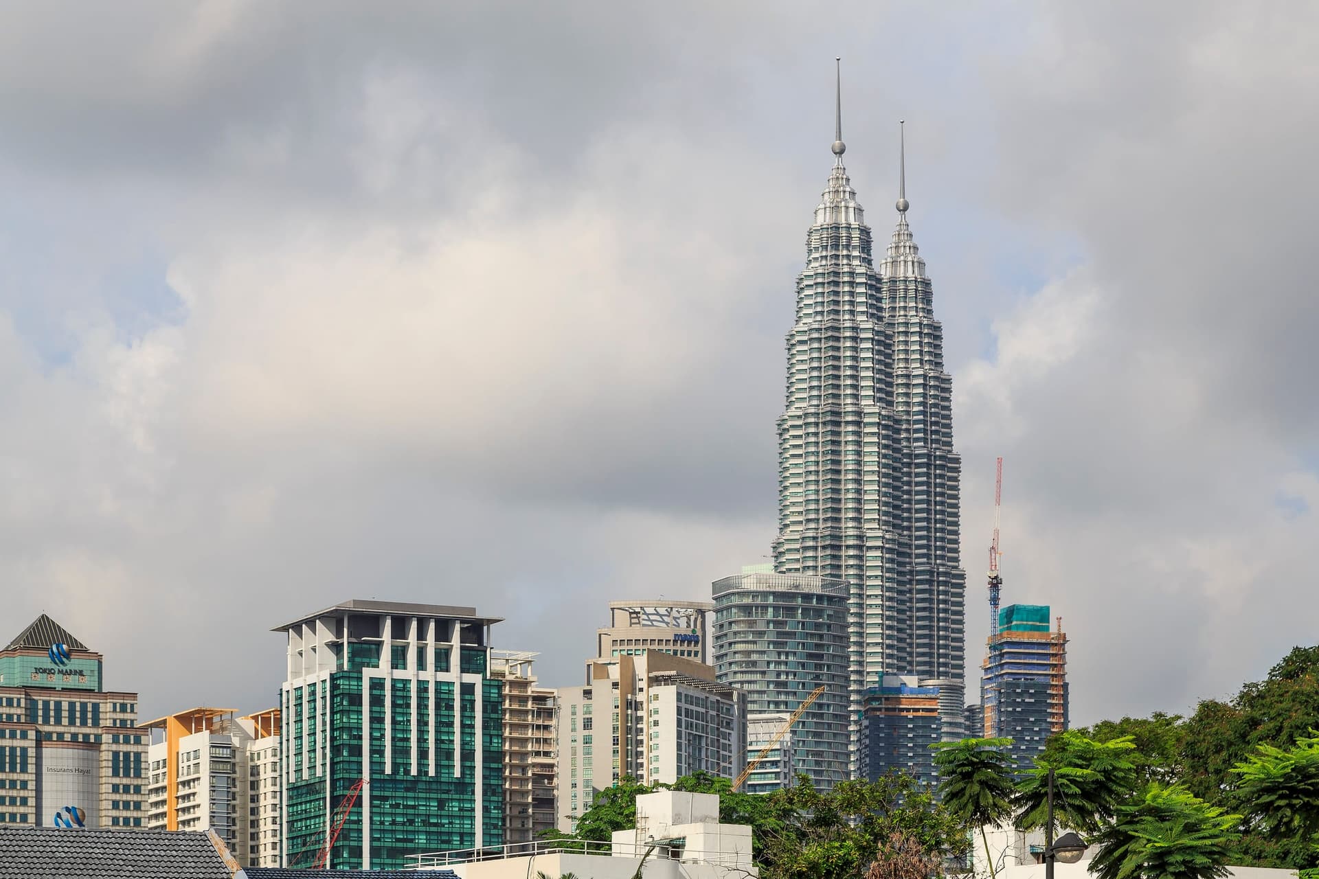The Petronas Twin Towers rising over Kuala Lumpur