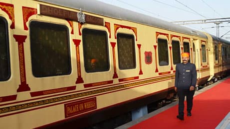 The Palace on Wheels luxury train that carries guests across royal Rajasthan