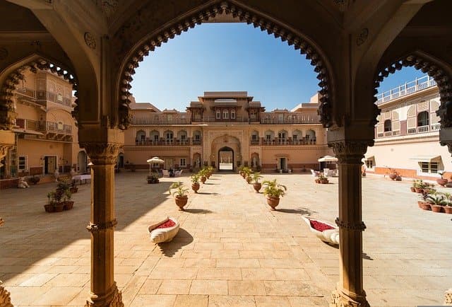 Lake-side palace architecture of Udaipur, the City of Lakes in Rajasthan