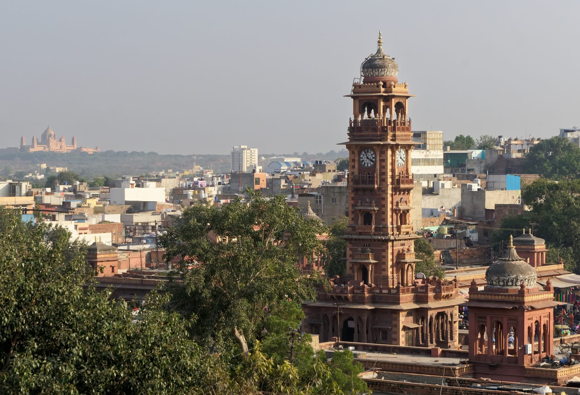 The blue-washed houses of Jodhpur's old city beneath Mehrangarh Fort, Rajasthan