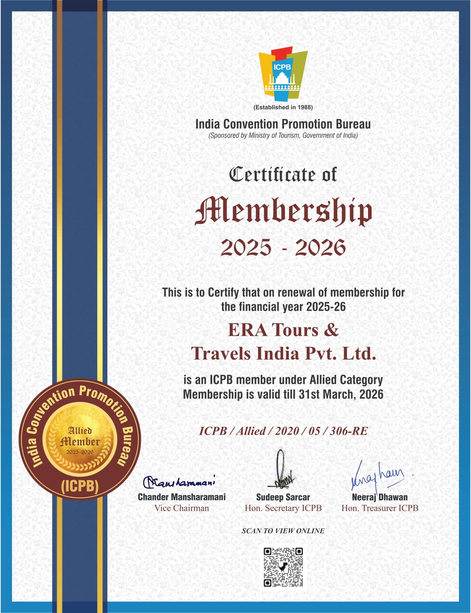 Company Registration — Era Tours & Travels certificate scan