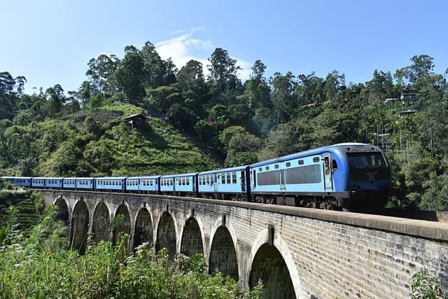 Terraced tea plantations blanketing the misty hills of Sri Lanka's central highlands